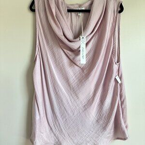 She and Sky Light Pink Cowl Neck Blouse